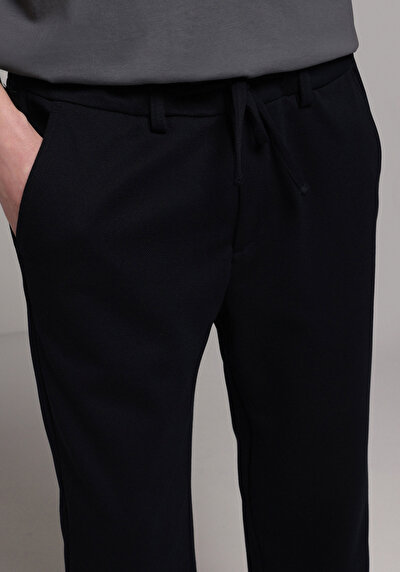 Image de Pantalon Marine Straight Leg Medium Rise En Double Face Regular Fit Homme