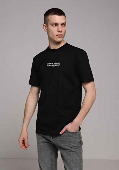 Image de T-shirt À Manches Courtes Noir Regular Fit Droit Homme