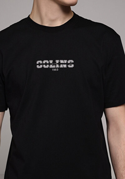 Image de T-shirt À Manches Courtes Noir Regular Fit Droit Homme