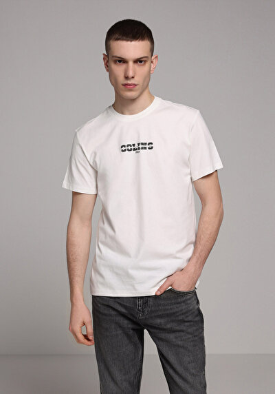 Image de T-shirt À Manches Courtes Blanc Regular Fit Droit Homme