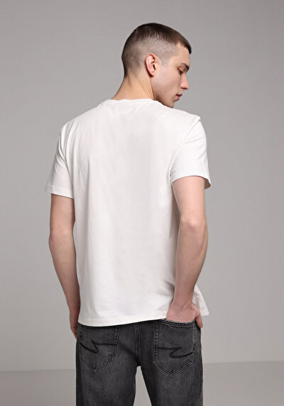 Image de T-shirt À Manches Courtes Blanc Regular Fit Droit Homme