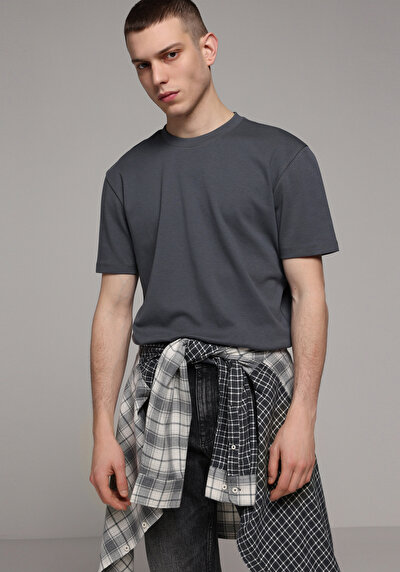 Image de T-shirt À Manches Courtes Anthracite Regular Fit Droit Homme