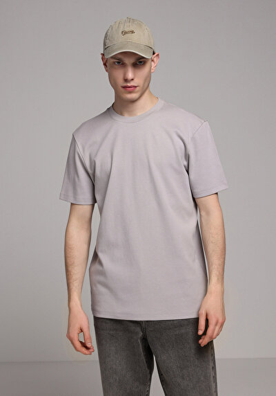 Image de T-shirt À Manches Courtes Gris Regular Fit Droit Homme