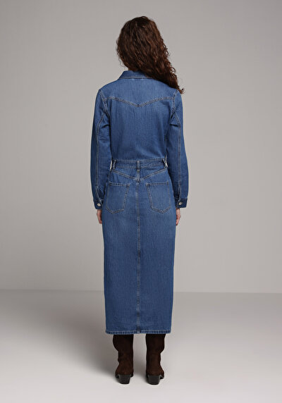 Image de Robe Slim Fit Manches Longues Mdi Jean Femme