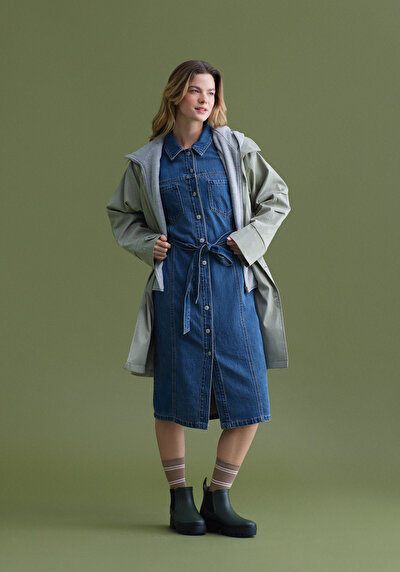 Image de Robe Slim Fit Manches Longues Mdi Jean Femme