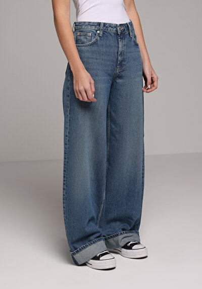 Image de 978 Edna Pantalon Wide Leg Low Rise En Jean Loose Fit Femme