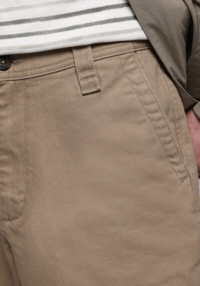 Image de Pantalon Beige Crop Wide Leg Medium Rise En Sergé Relaxed Fit Homme
