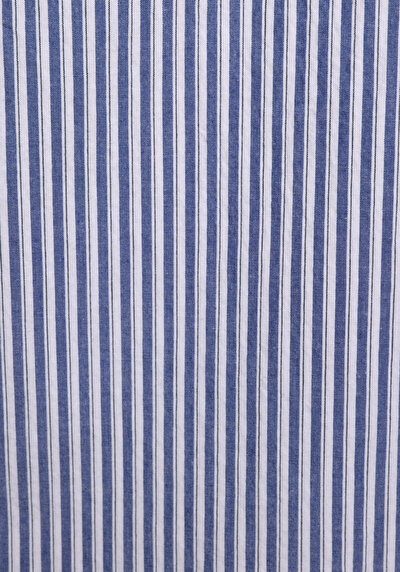 Afficher les détails de Chemise À Manches Longues Bleu Regular Fit Rayé Sergé Homme