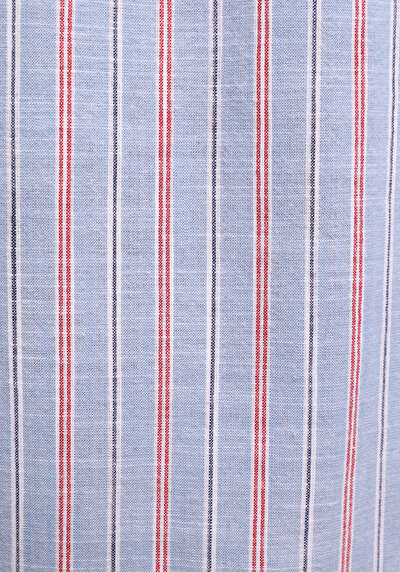 Afficher les détails de Chemise À Manches Longues Bleu Regular Fit Rayé Sergé Homme