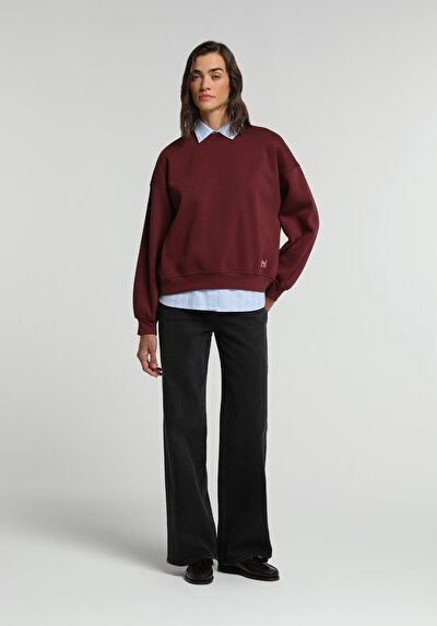 Image de 970 Berry Pantalon Wide Leg High Rise En Jean Regular Fit Femme