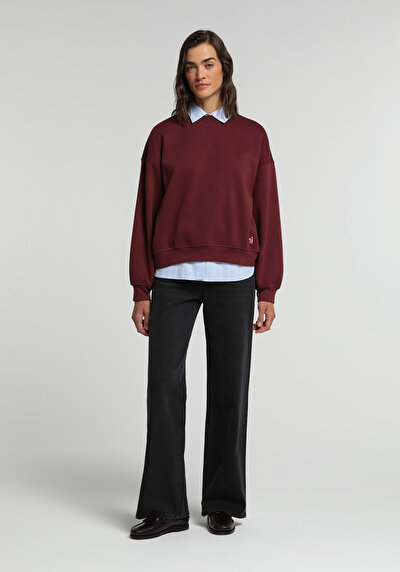 Image de 970 Berry Pantalon Wide Leg High Rise En Jean Regular Fit Femme