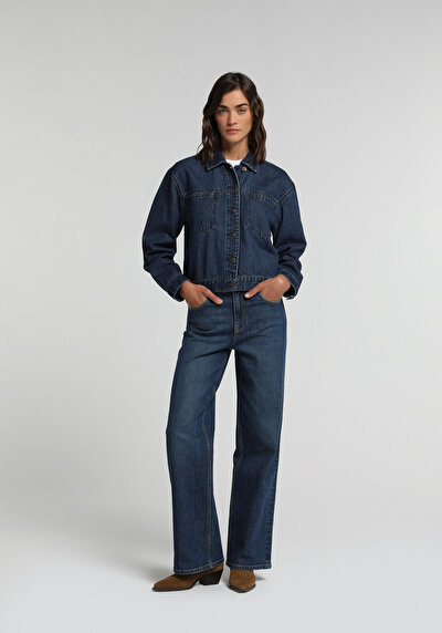 Image de 970 Berry Pantalon Wide Leg High Rise En Jean Regular Fit Femme