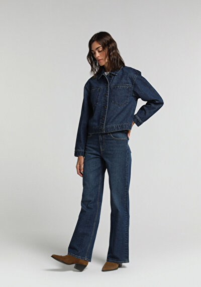 Image de 970 Berry Pantalon Wide Leg High Rise En Jean Regular Fit Femme