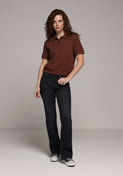 Afficher les détails de Marron Regular Fit  Droit Gaufré Femme