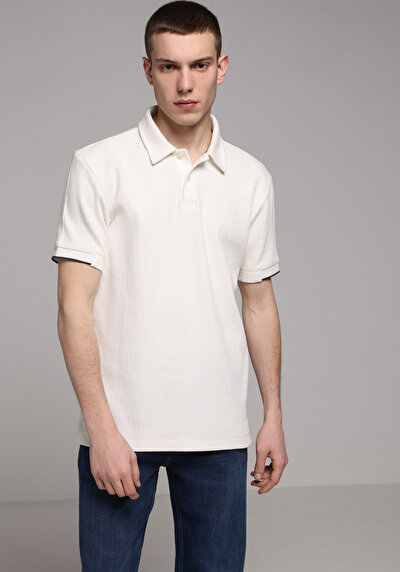 Image de T-shirt Polo À Manches Courtes Blanc Droit Regular Fit Homme