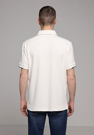 Image de T-shirt Polo À Manches Courtes Blanc Droit Regular Fit Homme