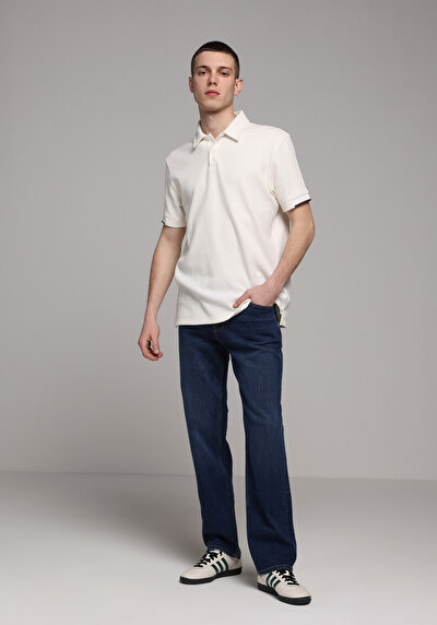 Image de T-shirt Polo À Manches Courtes Blanc Droit Regular Fit Homme