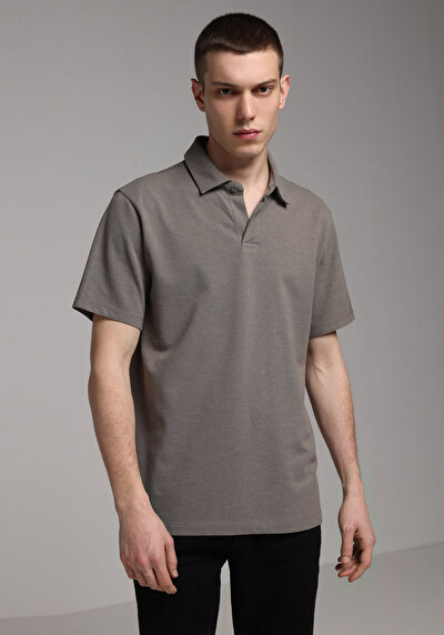 Image de T-shirt Polo À Manches Courtes Kaki Droit Regular Fit Homme