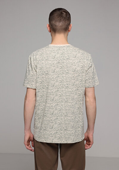 Image de T-shirt À Manches Courtes Beige Regular Fit Imprimé Homme