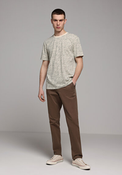 Image de T-shirt À Manches Courtes Beige Regular Fit Imprimé Homme