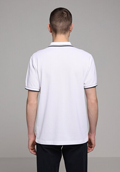 Image de T-shirt Polo À Manches Courtes Blanc Droit Regular Fit Homme