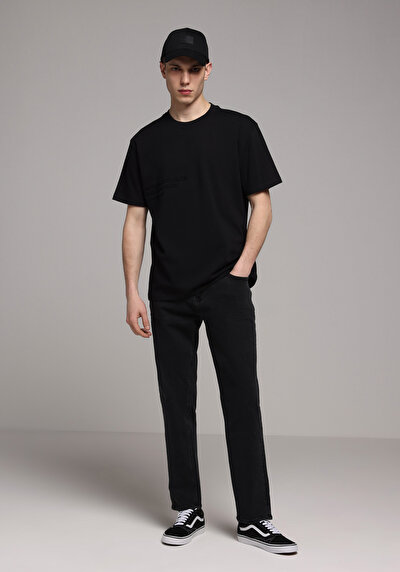 Image de T-shirt À Manches Courtes Anthracite Oversize Fit Droit Homme
