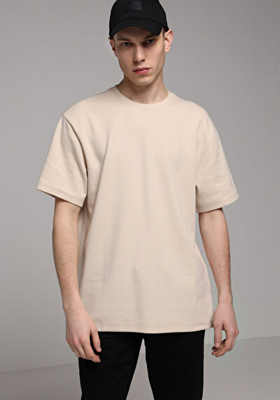 Image de T-shirt À Manches Courtes Beige Comfort Fit Droit Homme
