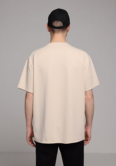 Image de T-shirt À Manches Courtes Beige Comfort Fit Droit Homme