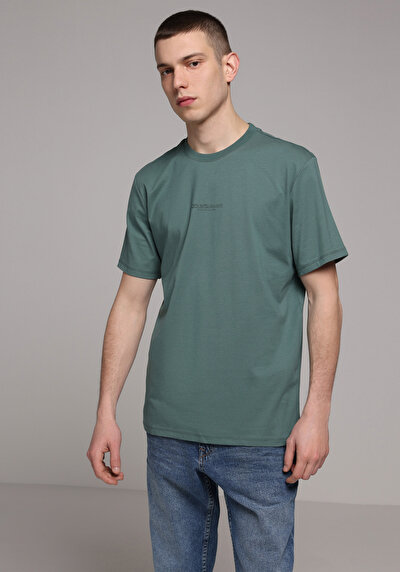 Image de T-shirt À Manches Courtes Vert Regular Fit Droit Homme