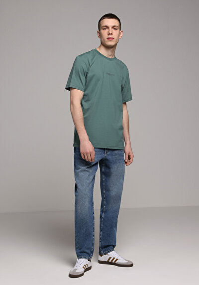 Image de T-shirt À Manches Courtes Vert Regular Fit Droit Homme