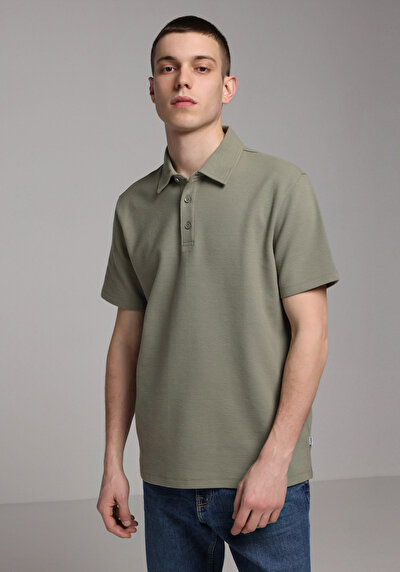 Image de T-shirt Polo À Manches Courtes Vert Droit Regular Fit Homme