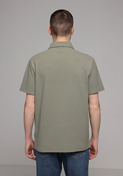 Image de T-shirt Polo À Manches Courtes Vert Droit Regular Fit Homme