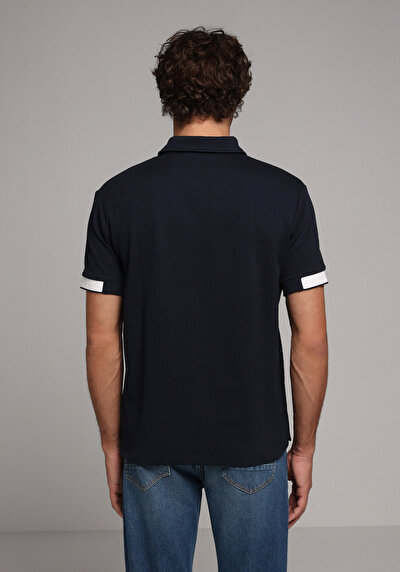 Image de T-shirt Polo À Manches Courtes Marine Droit Regular Fit Homme