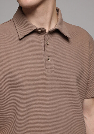Image de T-shirt Polo À Manches Courtes Marron Droit Regular Fit Homme