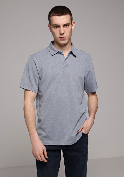 Image de T-shirt Polo À Manches Courtes Bleu Droit Regular Fit Homme