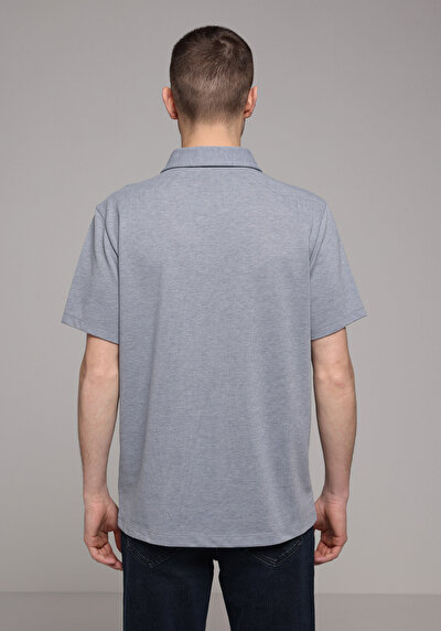 Image de T-shirt Polo À Manches Courtes Bleu Droit Regular Fit Homme