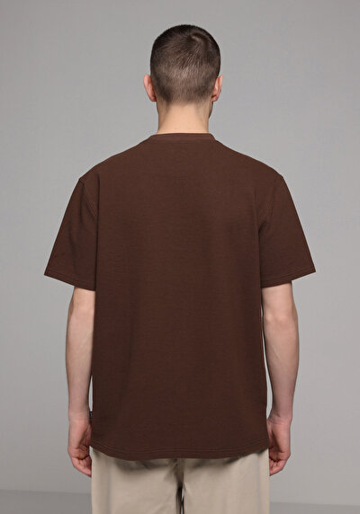 Image de T-shirt À Manches Courtes Marron Comfort Fit Droit Homme