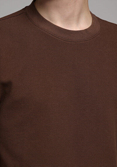 Image de T-shirt À Manches Courtes Marron Comfort Fit Droit Homme