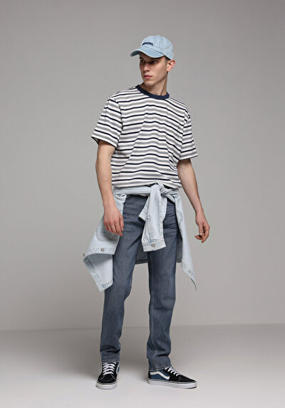 Image de T-shirt À Manches Courtes Marine Comfort Fit Rayé Homme