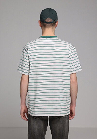 Image de T-shirt À Manches Courtes Vert Comfort Fit Rayé Homme