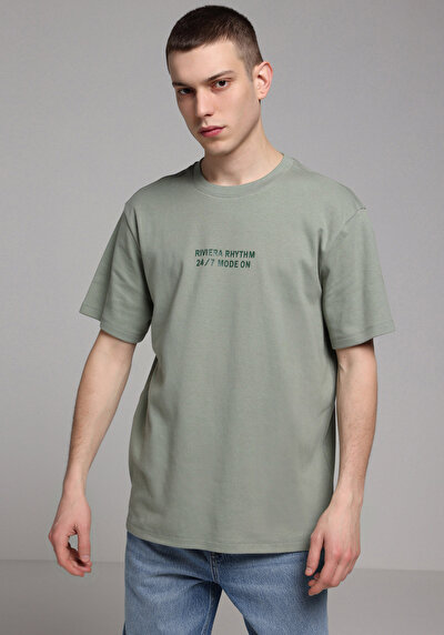 Image de T-shirt À Manches Courtes Vert Comfort Fit Droit Homme