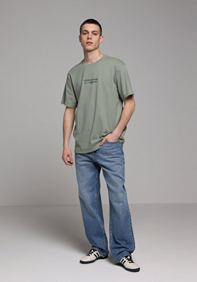 Afficher les détails de T-shirt À Manches Courtes Vert Comfort Fit Droit Homme