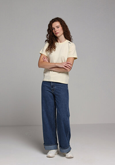 Image de T-shirt À Manches Courtes Jaune Regular Fit Brodé Femme