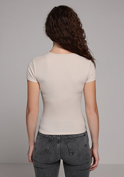 Image de T-shirt À Manches Courtes Blanc Slim Fit Droit Femme