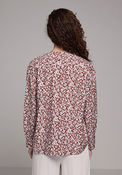 Image de Chemise À Manches Longues Marron Fashion Fit Floraison Ratière Femme