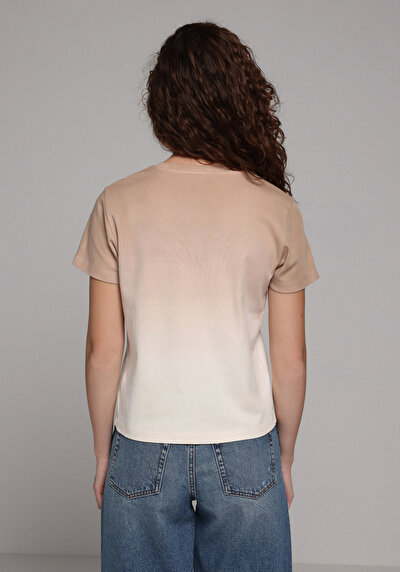Image de T-shirt À Manches Courtes Beige Regular Fit Imprimé Femme
