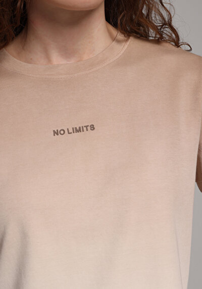 Image de T-shirt À Manches Courtes Beige Regular Fit Imprimé Femme