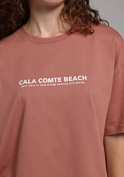 Image de T-shirt À Manches Courtes Rose Relaxed Fit Imprimé Femme