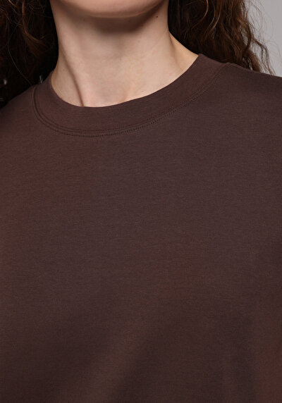 Image de T-shirt À Manches Courtes Marron Boxy Fit Droit Femme
