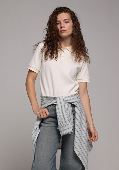Image de Blanc Regular Fit  Droit Gaufré Femme